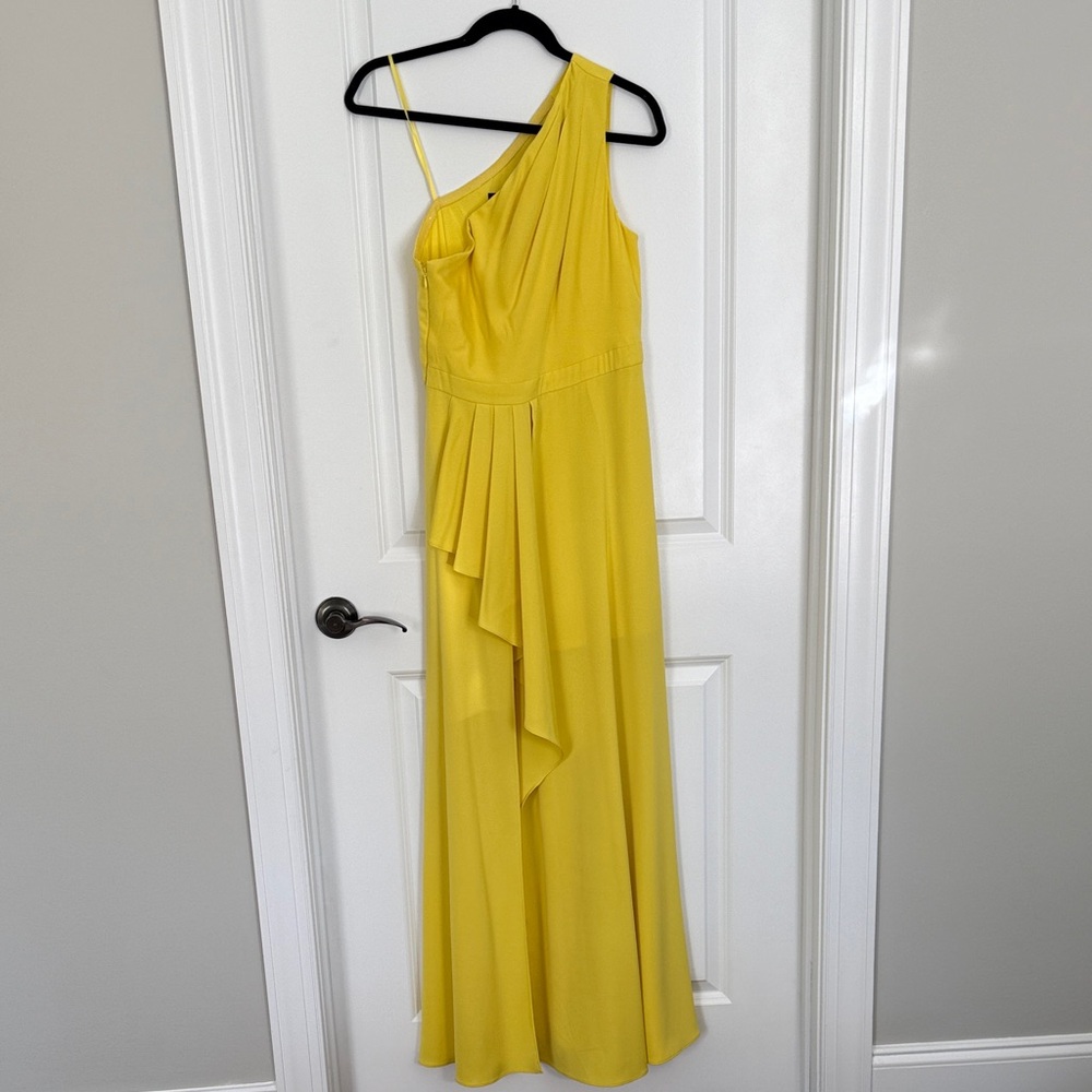 Aidan Mattox Vibrant Yellow One-Shoulder Dress